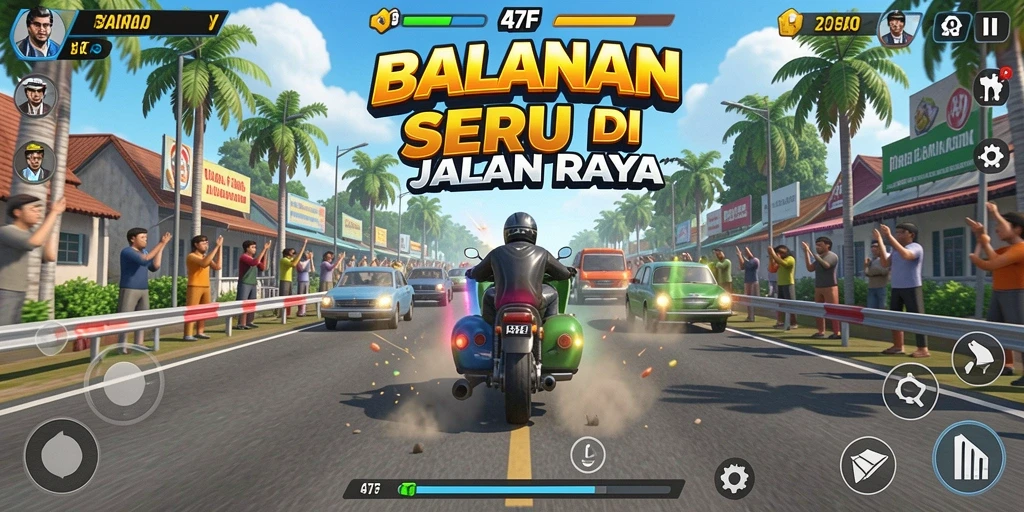 Screenshot gameplay 47F dengan visual balapan yang memukau.