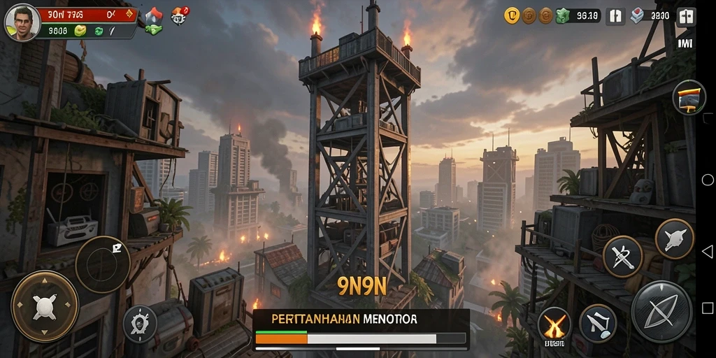 Screenshot gameplay Tower Defense dengan aksi menegangkan.