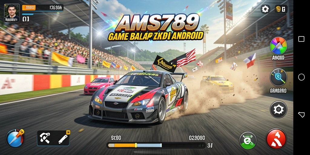 Tampilan menarik dari gameplay balap di AMS789.