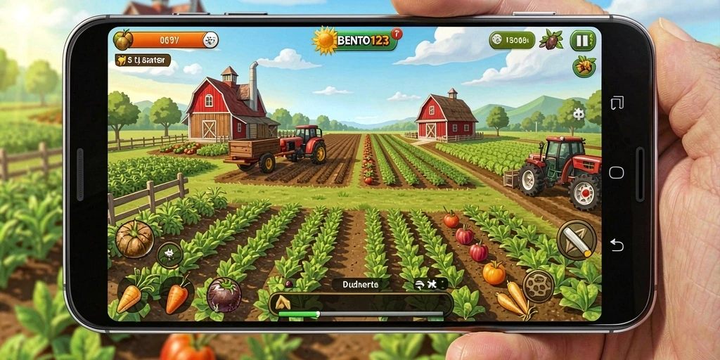 Gameplay BENTO123 menampilkan pengalaman bertani yang mengasyikkan.