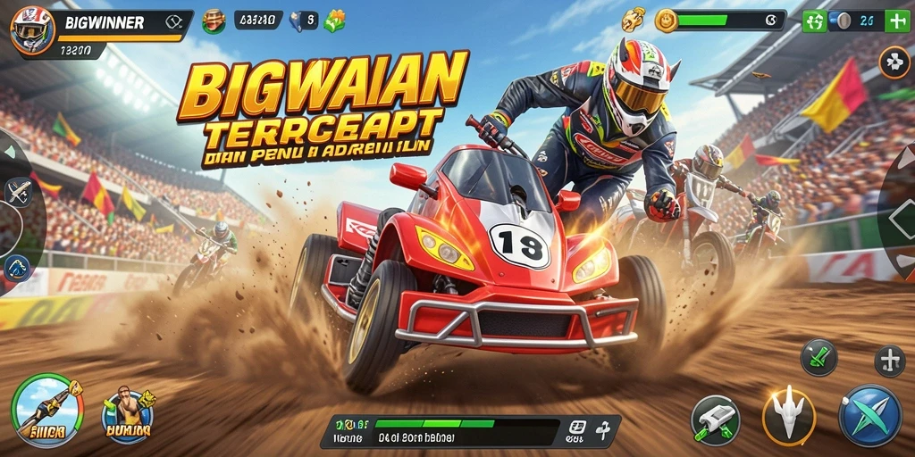 Gameplay balapan seru dan menegangkan dalam BIGWINNER.