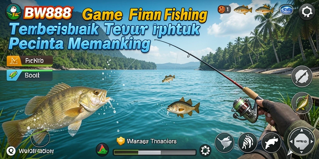 Screenshot BW888 menampilkan momen seru menangkap ikan di lautan.