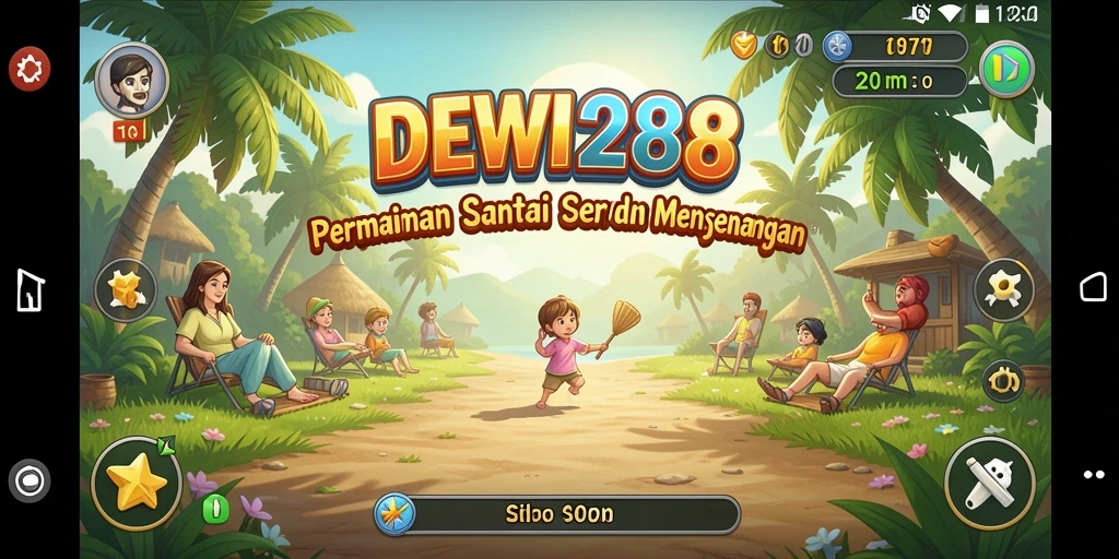 Screenshot DEWI288 menampilkan gameplay santai yang penuh warna dan karakter unik.