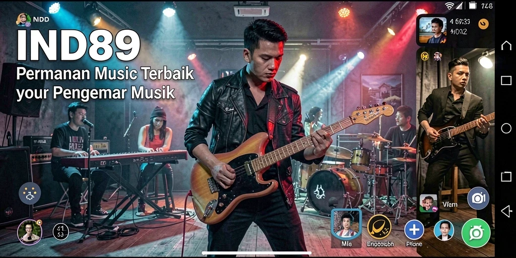 Screenshot dari gameplay IND89 yang menunjukkan interaksi musik yang seru.
