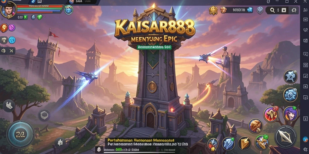 Screenshot gameplay KAISAR888 menampilkan aksi pertahanan menara yang mendebarkan.
