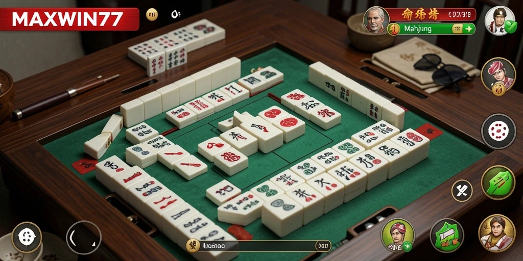 Screenshot gameplay MAXWIN77 yang menampilkan keseruan permainan Mahjong.