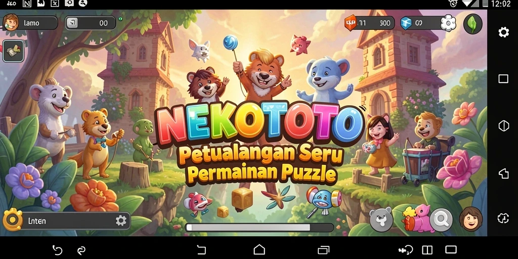 Tampilan utama permainan NEKOTOTO yang menampilkan tantangan Puzzle seru.