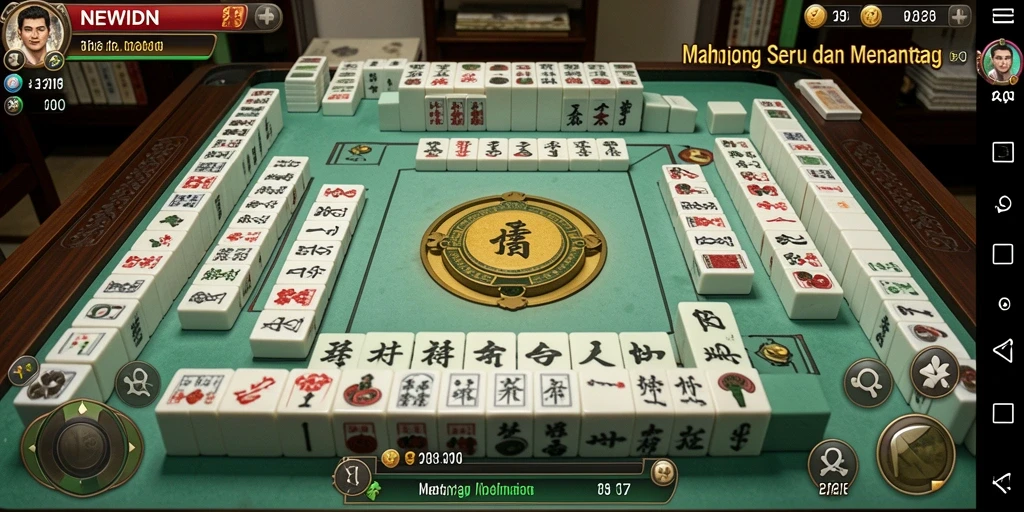 Tampilan gameplay seru dari NEWIDN dengan desain Mahjong yang menarik.