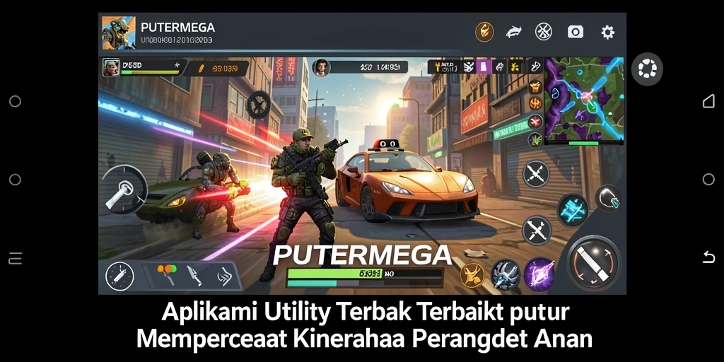 Tampilan antarmuka sederhana aplikasi PUTERMEGA untuk optimasi perangkat.