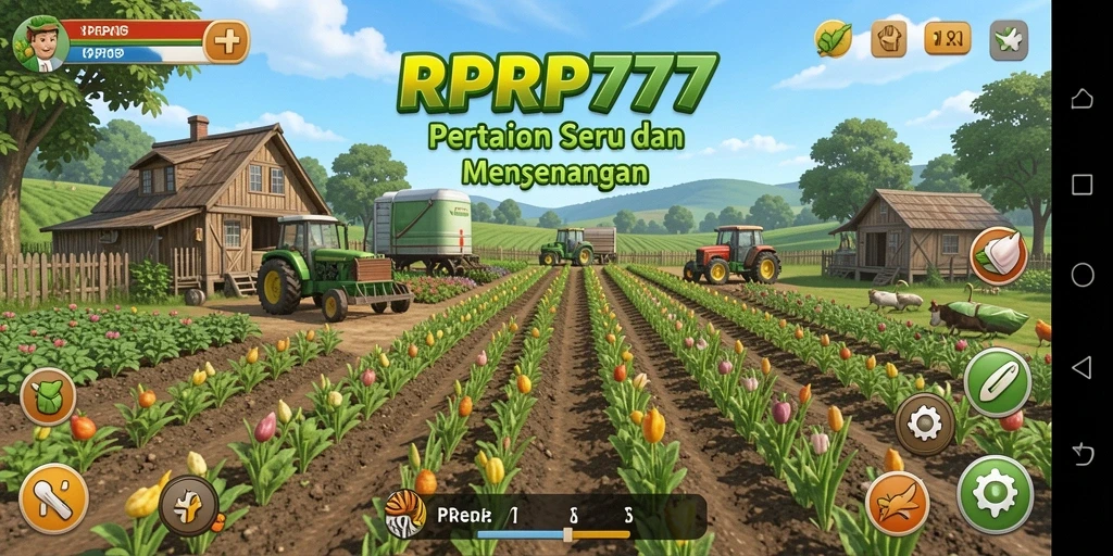 Screenshot gameplay RPRP777 menampilkan aktivitas pertanian yang seru.