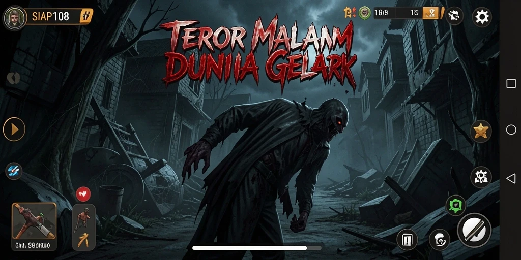 Screenshot gameplay SIAP108 menampilkan suasana kegelapan dan teror yang mencekam.