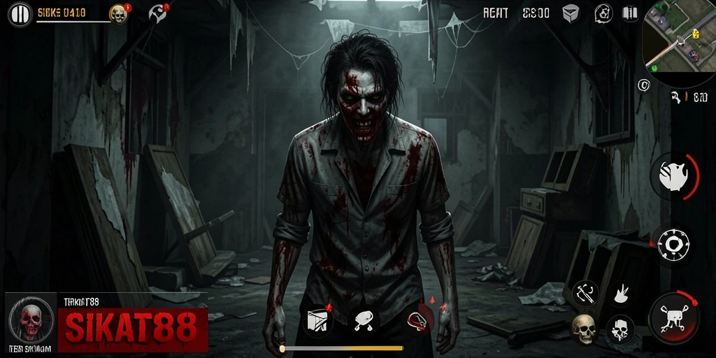 Gameplay SIKAT88 dengan suasana menyeramkan dan menegangkan.